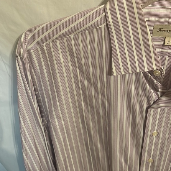 Tommy Bahama Shirt Men Large Lrg L 16.5 34-35 Purple Stripe Button Up LS Dress - Picture 5 of 12
